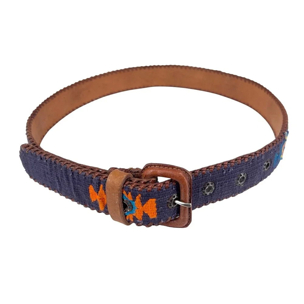 Men's 30 Handmade Guatemalan Belt Woven Textile Leather Boho Southwestern Unisex